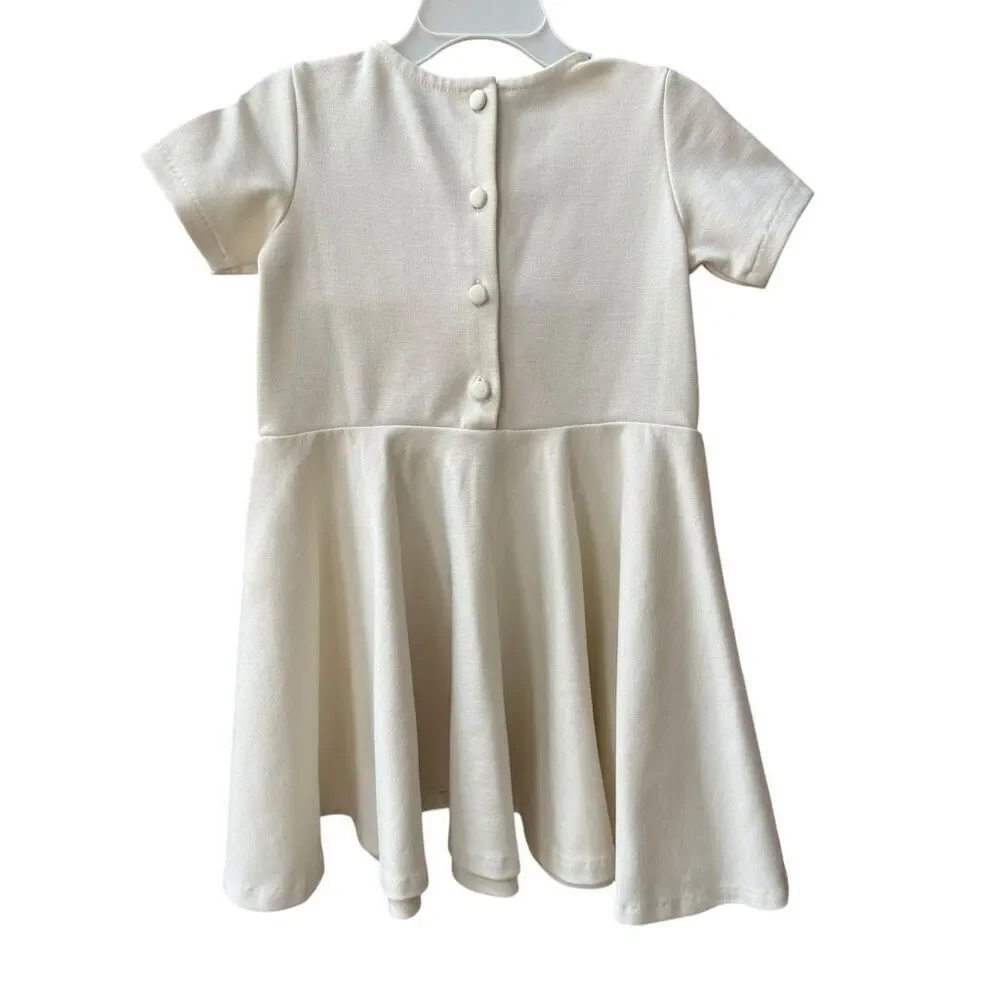 Ralph Lauren toddler Girls Pleated A-Line Dress Ivory White Stretchy size 24M